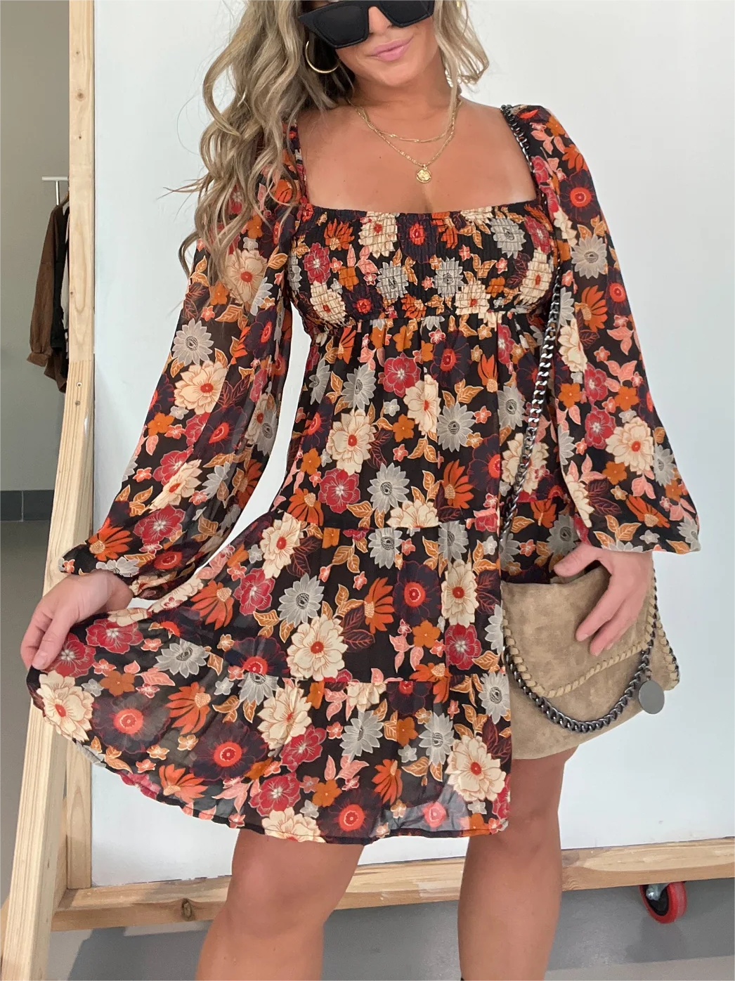 Levoire | Robe Fleurie Pour Femme - Brun Brun
