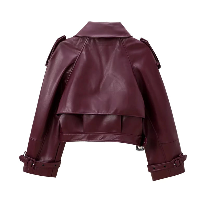 Levoire | Veste En Cuir Bordeaux Grande Taille Au Look Affirmé