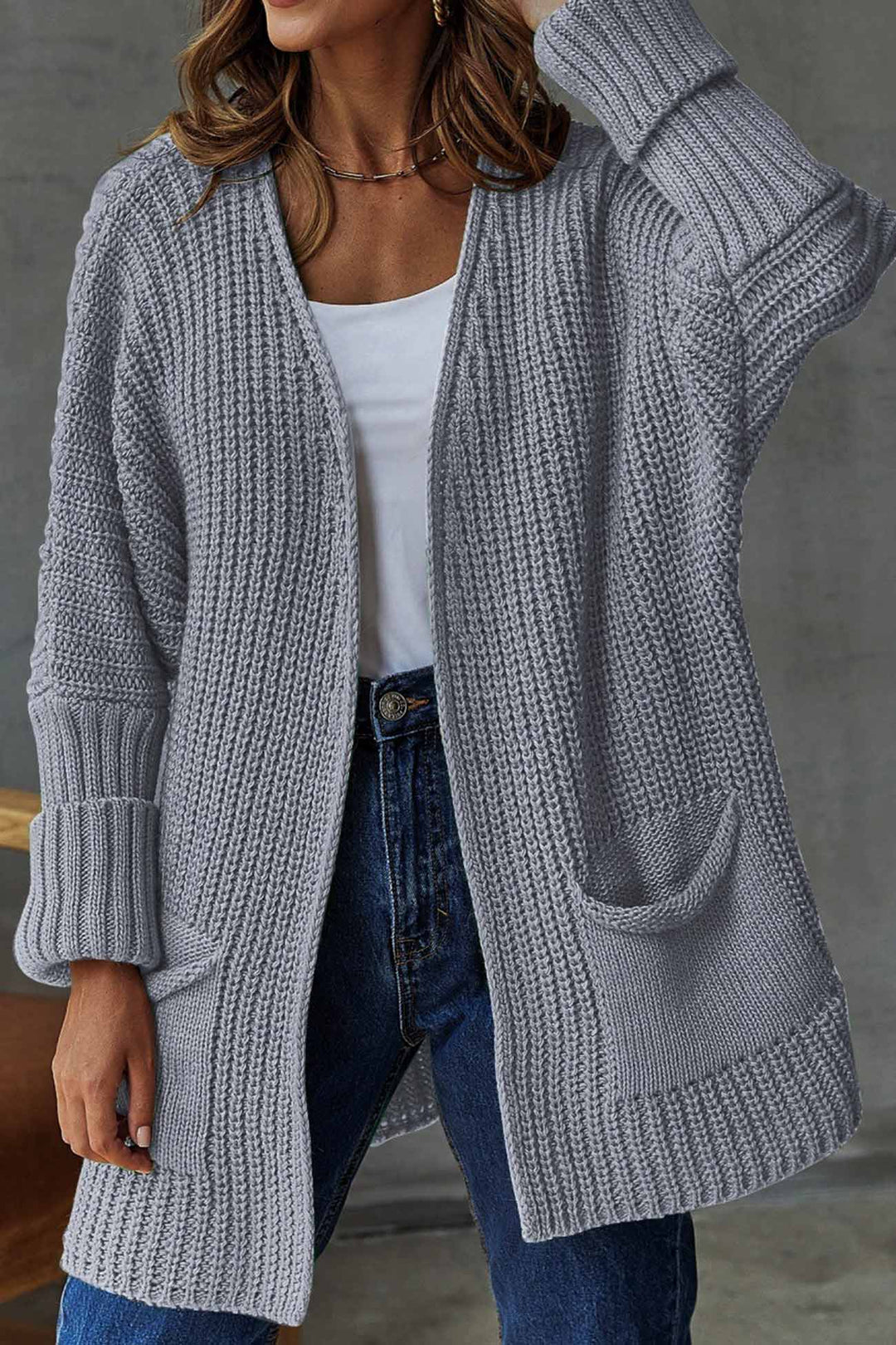 Levoire | Gilet Long À Ouverture Frontale Avec Fermeture À Nœud Pour Un Style Simple Gris