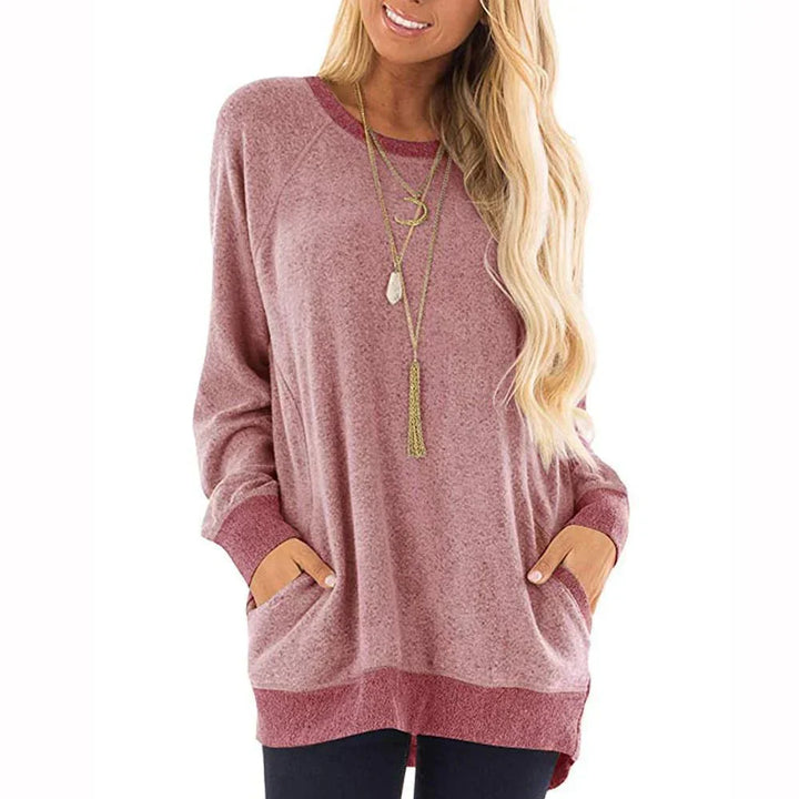 Levoire | T-Shirt Femme À Manches Longues, Col Rond Et 2 Poches Rosa