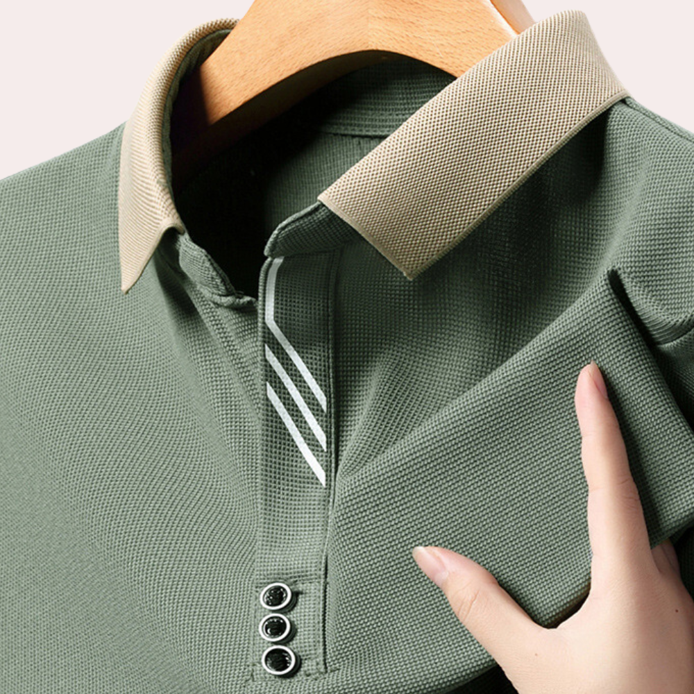 Levoire | Polo décontracté pour hommes à manches longues Chemise élégante pour hommes Vert