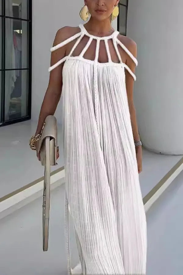 Levoire | Été Manches Courtes Robe Classique Blanc Une taille