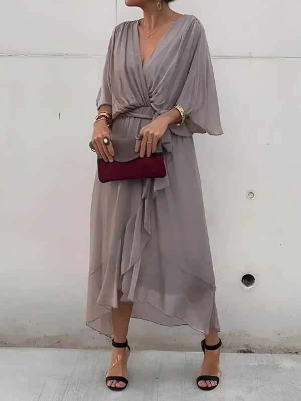 Levoire | Robe Portefeuille Fluide Gris
