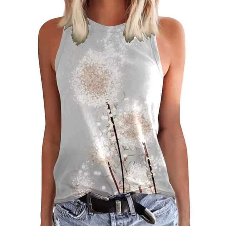 Levoire | T-Shirts Sans Manches Avec Imprimé Floral Gris Pissenlit