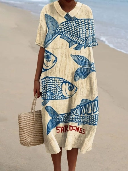 Levoire | Robe qui tombe naturellement avec impression artistique Robe-2