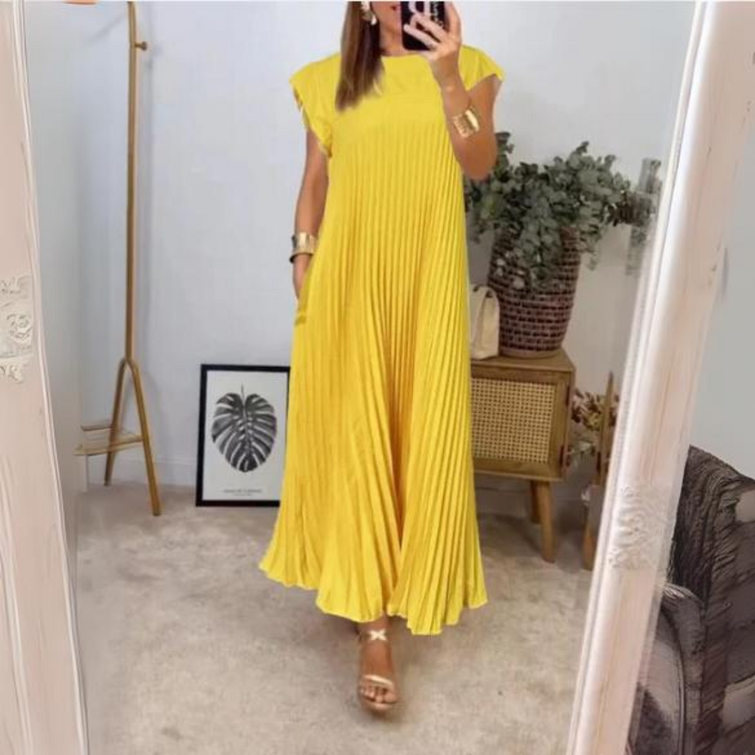 Levoire | Robe Plissée Silhouette Flottante Jaune