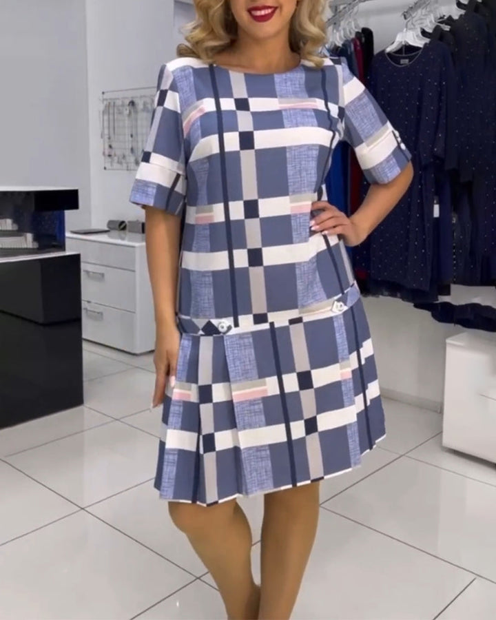 Levoire | Robe D'Été Raffinée Avec Motif À Carreaux Pour Femmes Bleu