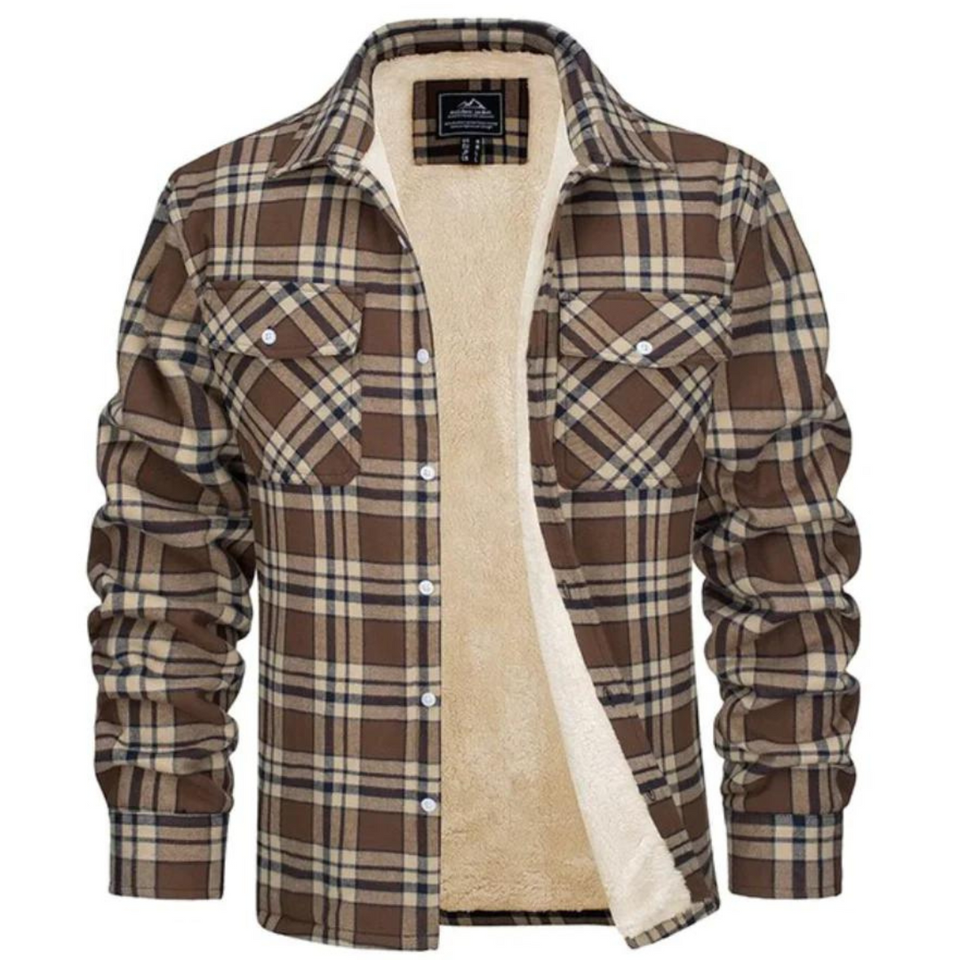 Levoire | Karo Boutonné Chemise pour Hommes Der Kaki