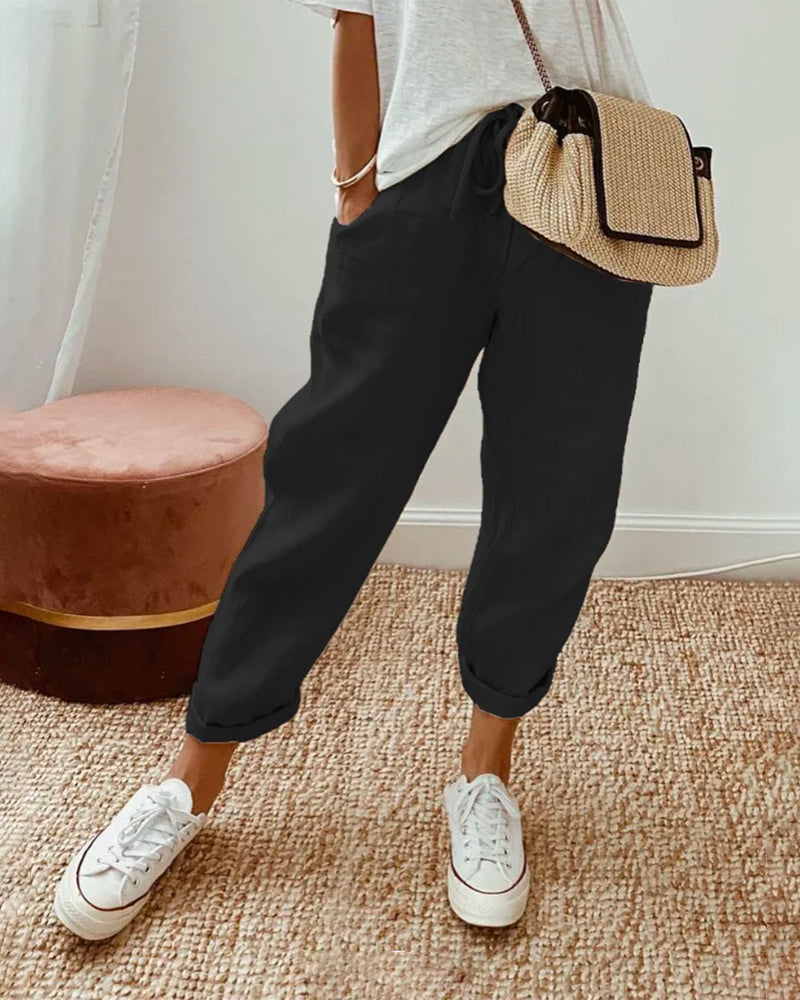 Levoire | Pantalon En Coton Et Lin Noir
