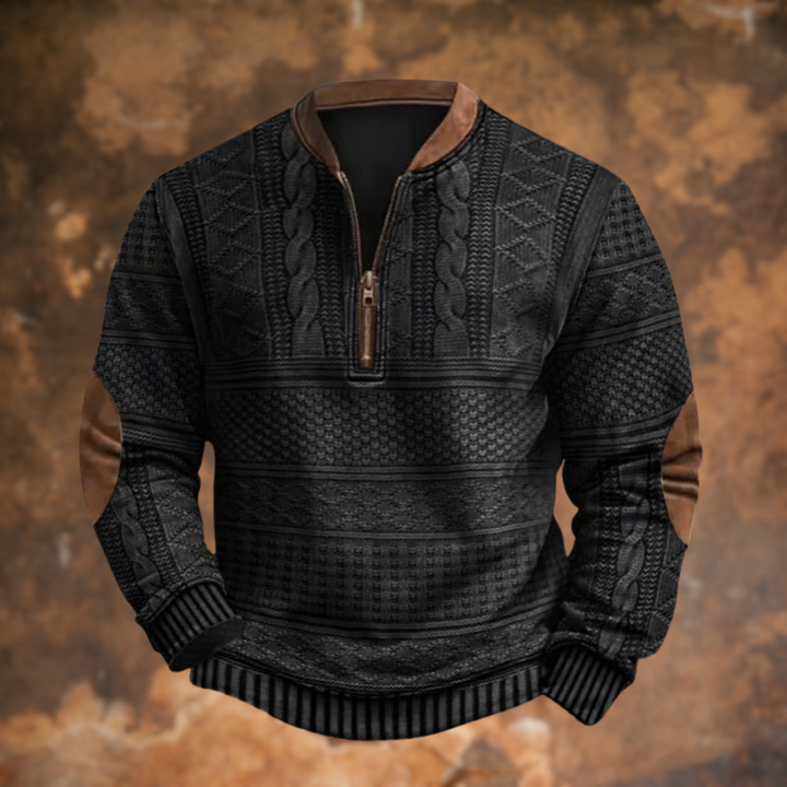 Levoire | Sweatshirt Zippé Vintage en Tricot Doux et Confortable Noir