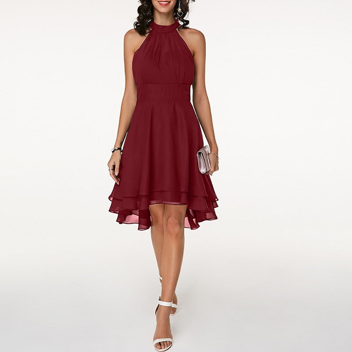 Levoire | Robe Mini Femme Style Charmant Élégante Robe Double Couche Rot