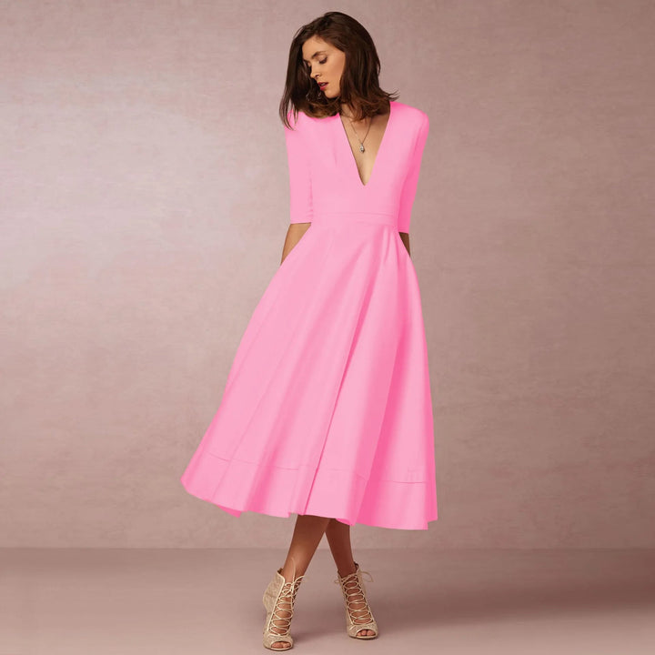 Levoire | Robe élégante en A avec décolleté en V profond Rosa