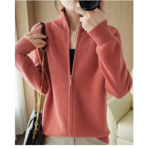 Levoire | Veste femme avec fermeture éclair, tricot et col haut