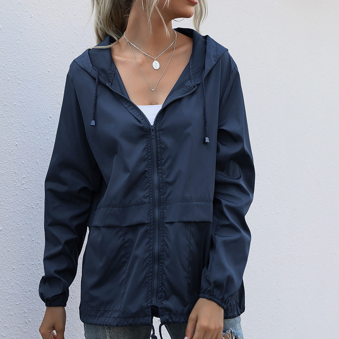 Levoire | Manteau pour femmes imperméable avec fermeture éclair - Imperméable élégant pour femmes Bleu