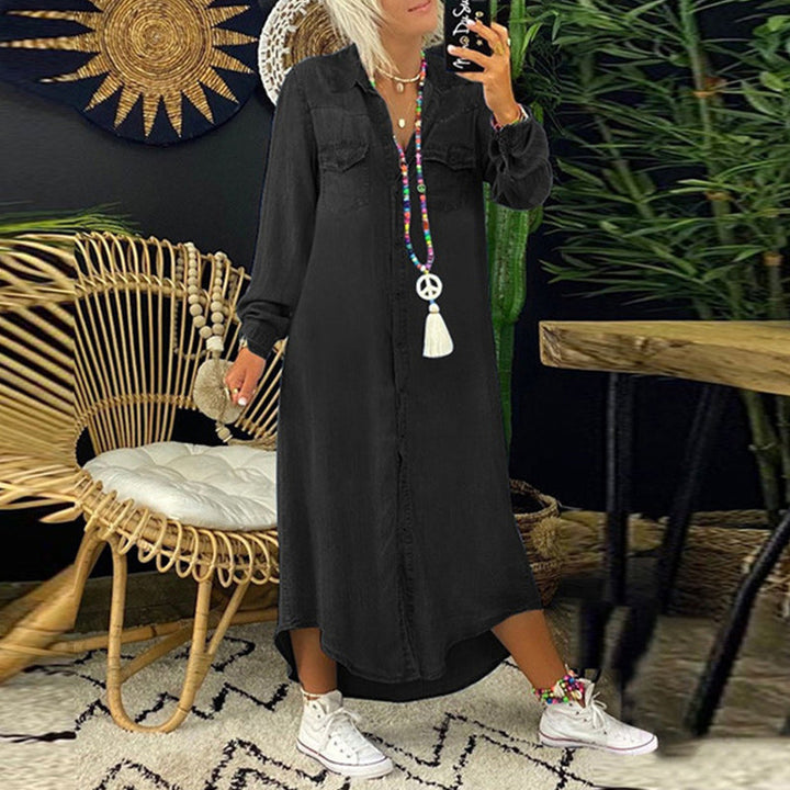 Levoire | Denim Urbain Robe Confortable Décontractée Avec Une Touche Boho Gris foncé