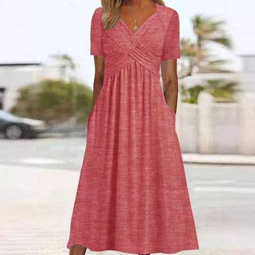 Levoire | Robe Élégante À Décolleté En V Avec Taille Empire Et Poches Pour Dames