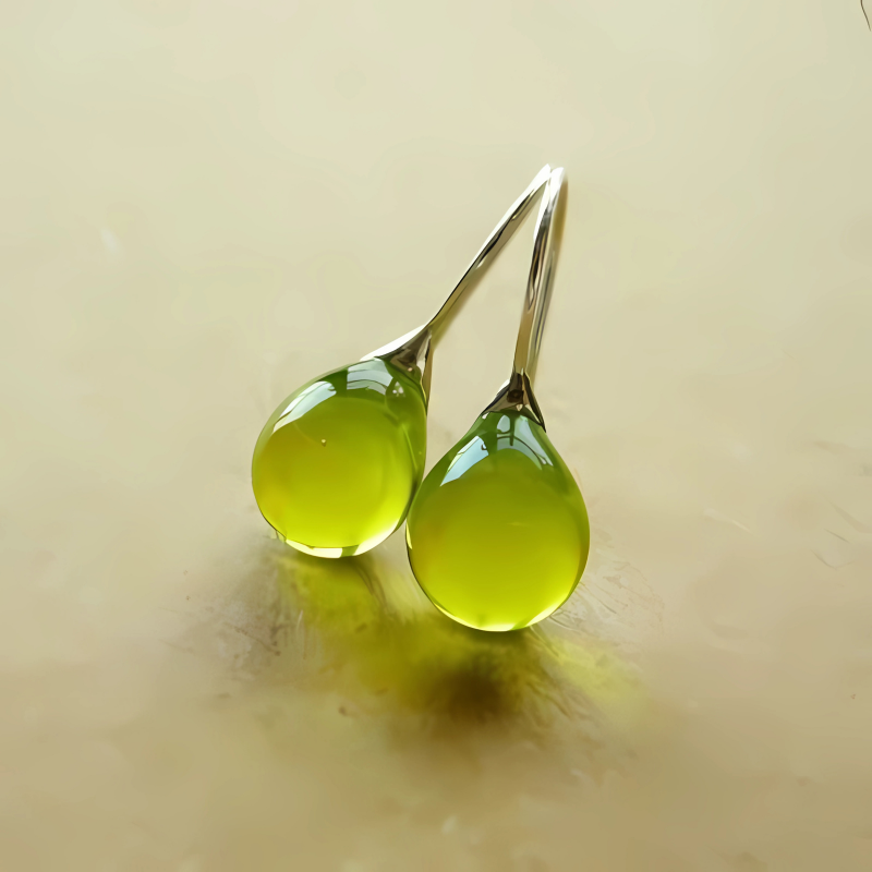 Levoire | Weinlese Boucles D'Oreilles En Verre Vert Vert 3,5 cm