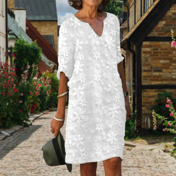 Levoire | Robe Mini Décontractée Col V Pour Femmes Blanc