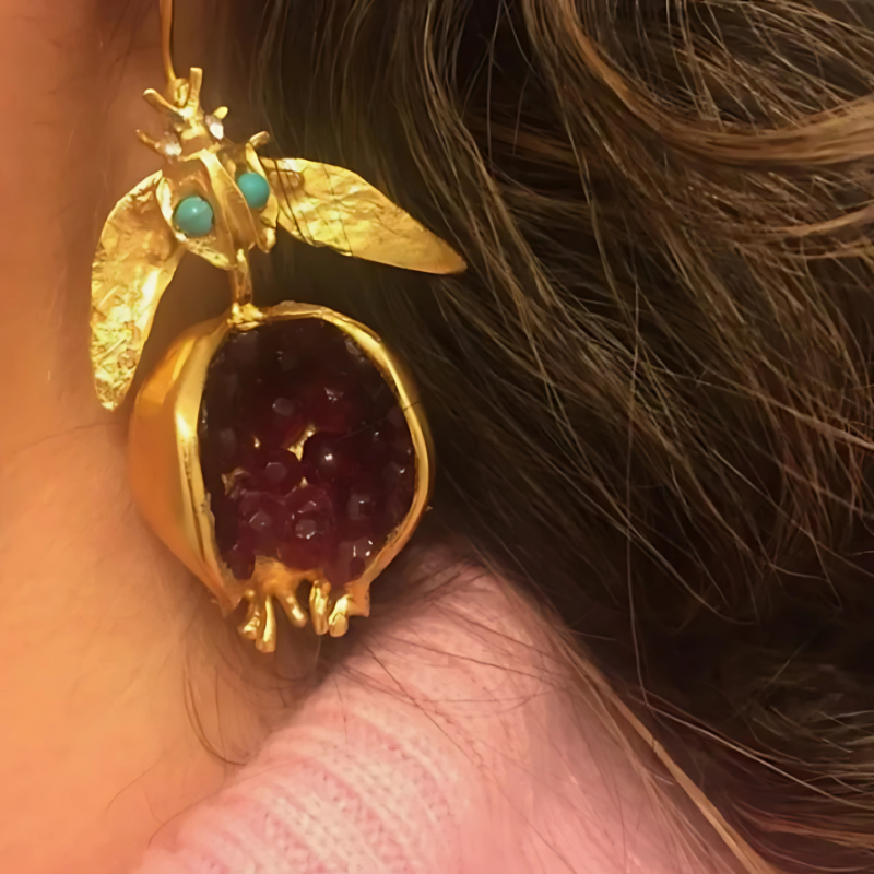 Levoire | Pomme Grenade Boucles D'Oreilles Dorées