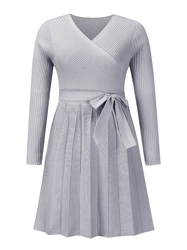 Levoire | Robe Courte À Manches Longues, Décolleté En V Et Ceinture Pour Un Look Polyvalent