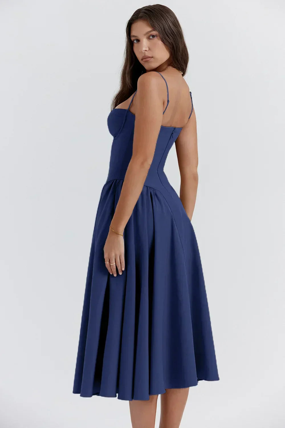 Levoire | Chic Robe D'Été Midi Sans Manches Avec Découpe Corset
