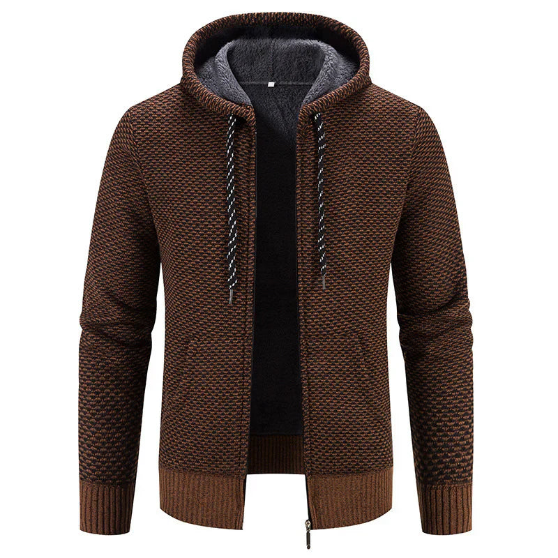 Levoire | Pull En Tricot Pour Hommes Avec Capuche Et Revêtement En Fleece Orange