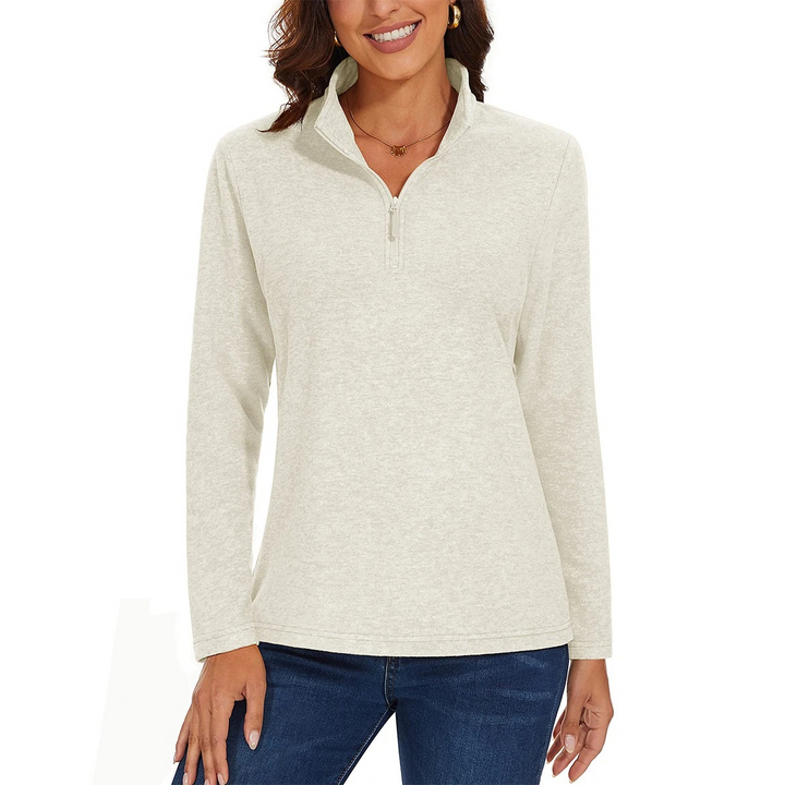 Levoire | Pull femme à fermeture éclair, motif en côtes et confort Blanc