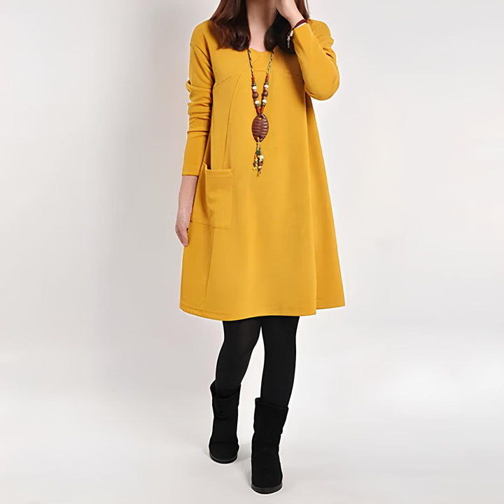 Levoire | Robe Élégante Avec Une Seule Poche Jaune