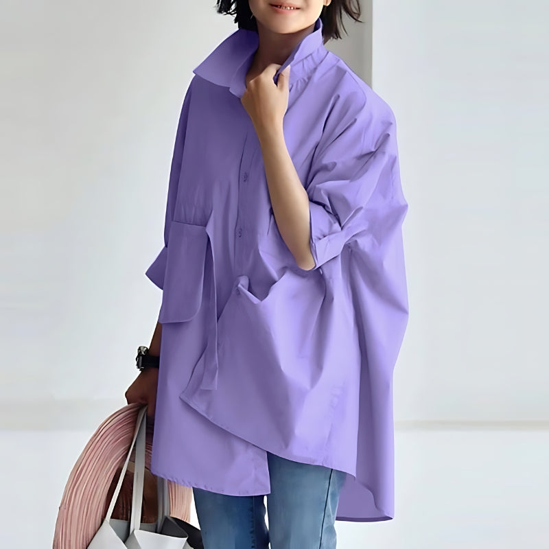 Levoire | Grande Taille Blouse Pour Femme Avec Col À Revers Et Manches Longues