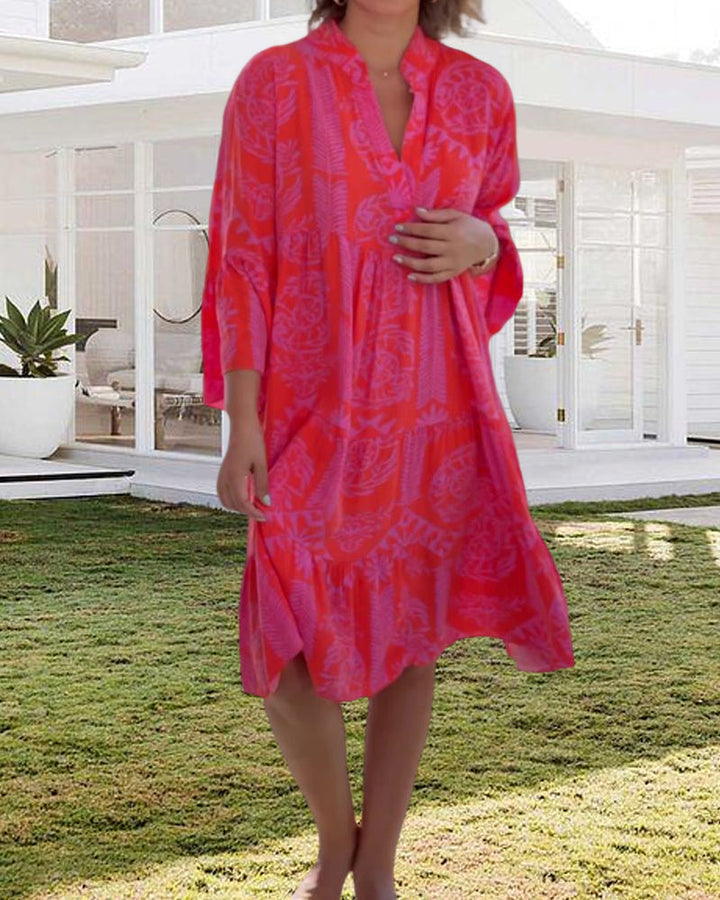 Levoire | Robe Rento à encolure en V et manches larges Rot