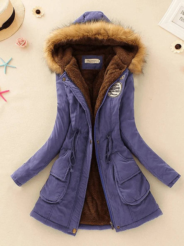 Levoire | Parka Femme En Version Mi-Longue Avec Fermeture Éclair Bleu