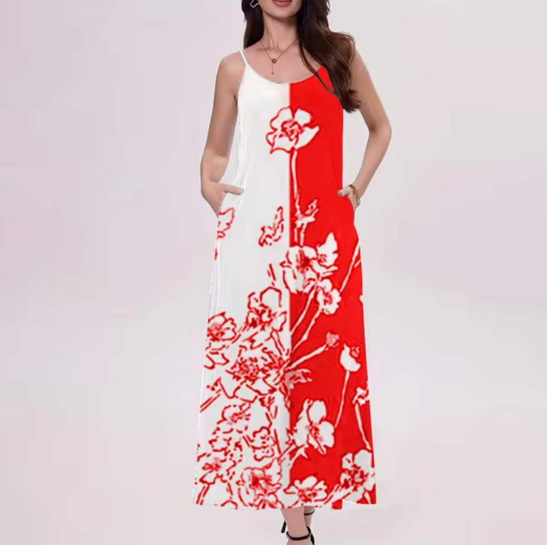 Levoire | Robe Sans Manches Avec Motif Floral Rot
