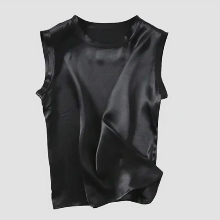 Levoire | Élégante Blouse Sans Manches En Satin Noir