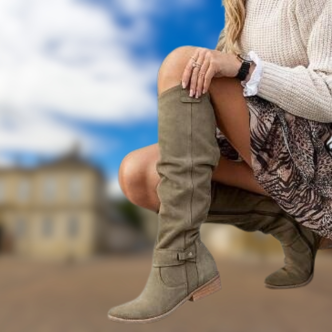 Levoire | Bottes hautes d'automne effet suédé Vert Militaire