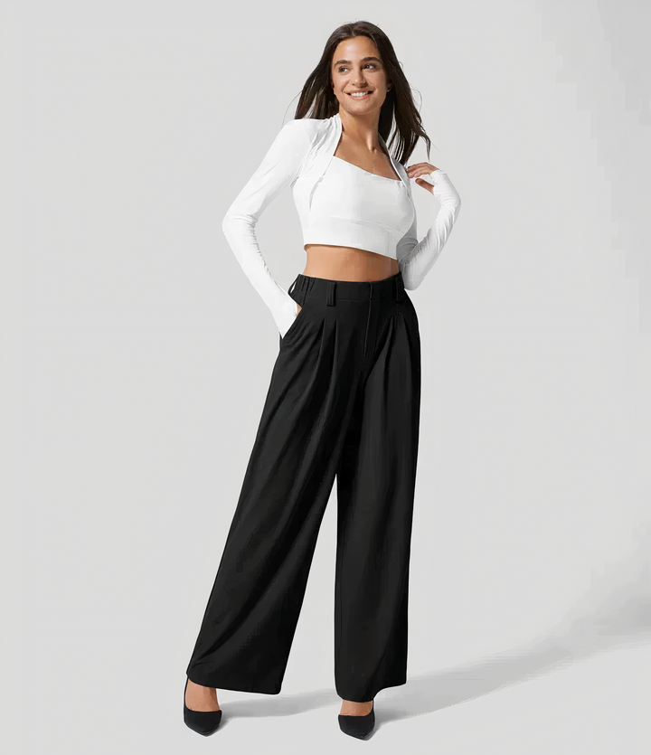 Levoire | Pantalon Taille Haute Pour Femmes Au Design Classique Noir