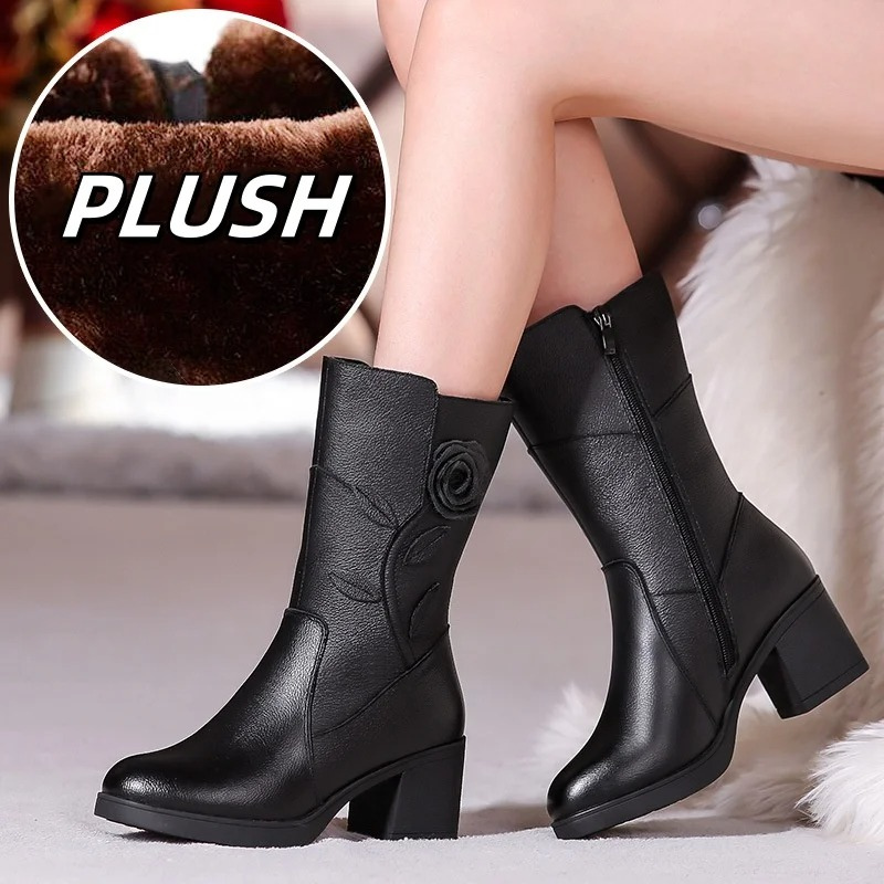 Levoire | Bottes femmes talons hauts motif floral Noir-a