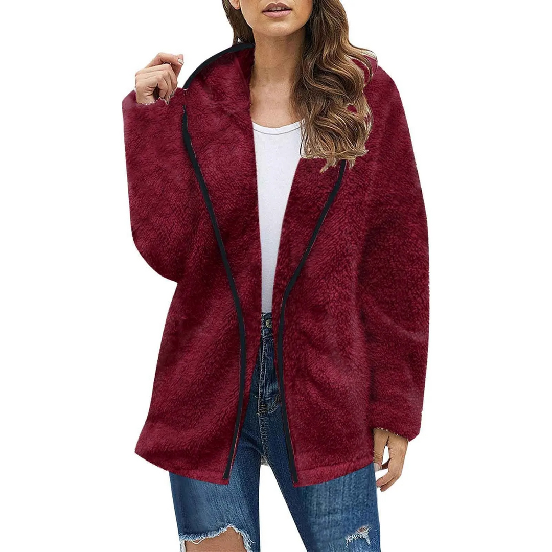 Levoire | Veste en polaire Femme Douce Veste Ouverte Avec Poches Rot