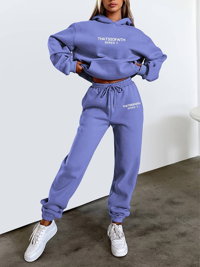 Levoire | Ensemble de jogging confortable pour femmes deux pièces Lila-bleu