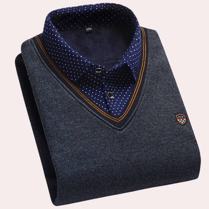 Levoire | Pull classique pour hommes avec col de chemise pour hommes Gris foncé