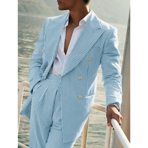 Levoire | Costume D'Invité De Mariage À Rayures Pour - Hommes - Double Boutonnage