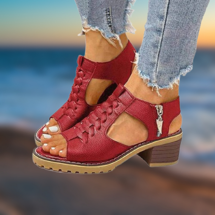 Levoire | Talon d'été avec zip Rosso Bordeaux