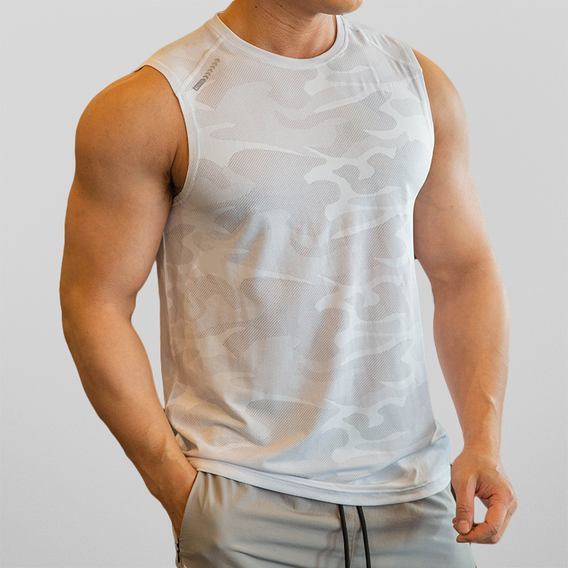 Levoire | T-shirt pour hommes T-shirt de sport sans manches à séchage rapide pour hommes Blanc