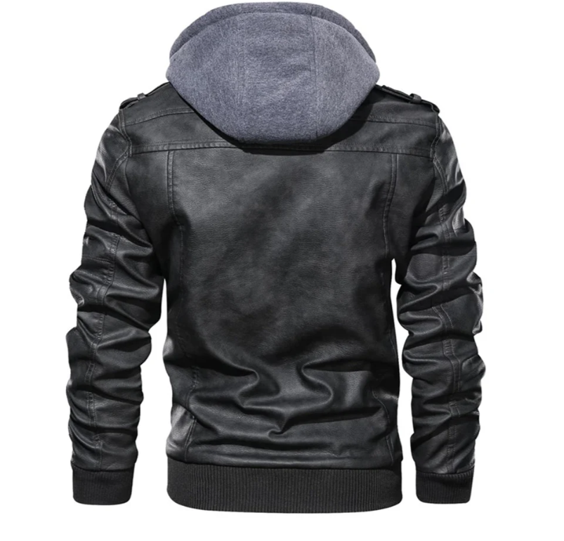 Levoire | Veste En Cuir Avec Capuche Pour Hommes
