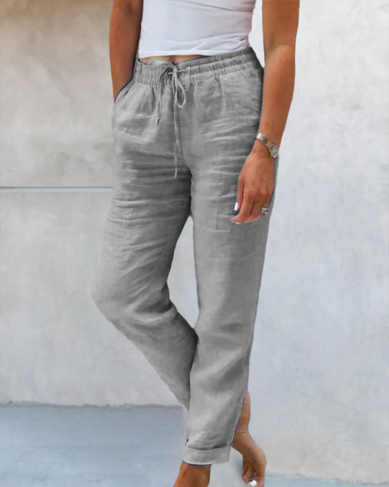Levoire | Pantalons de couleur mixte à jambe droite Gris
