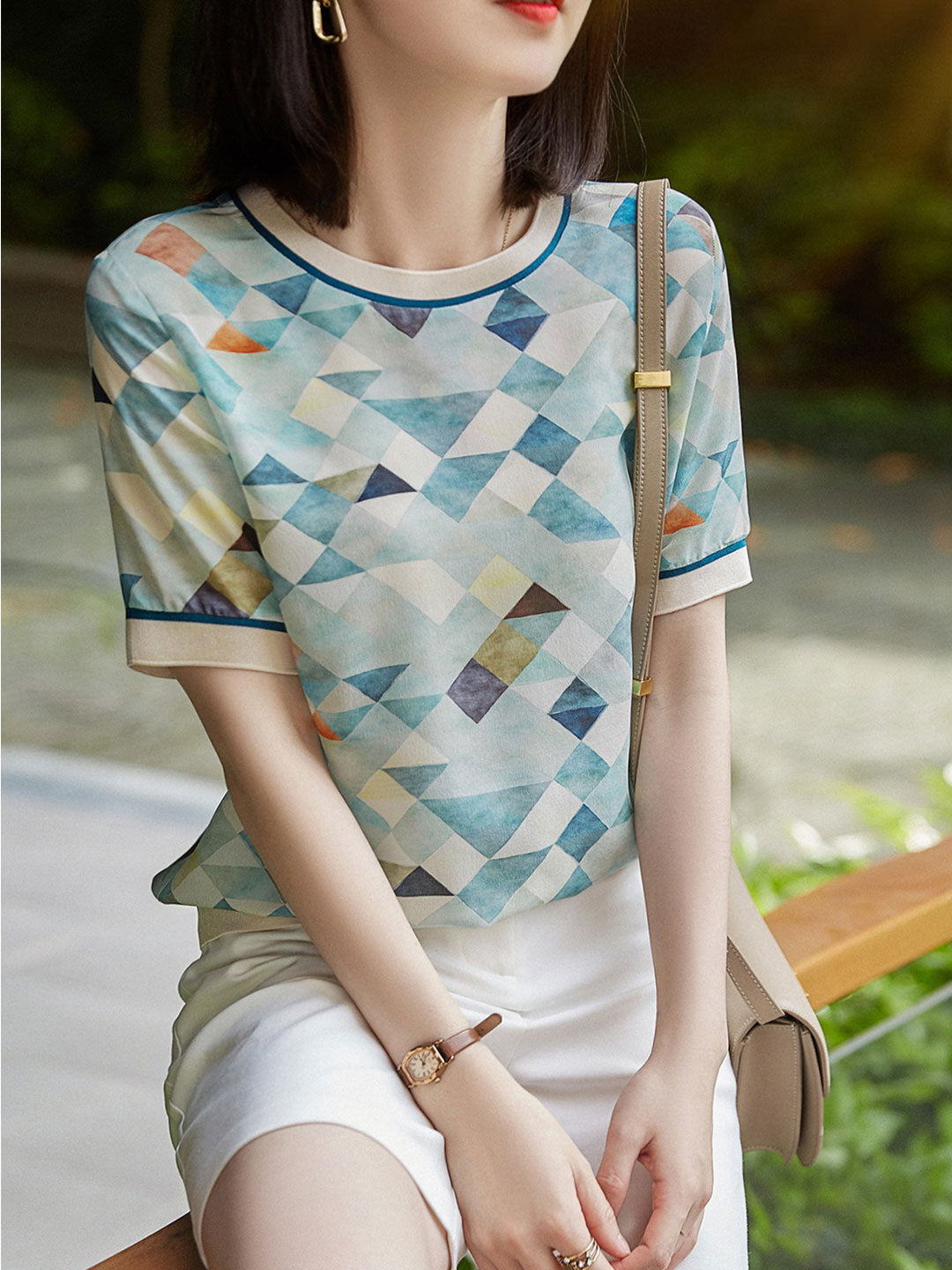 Levoire | Chemise Contrastée Élégante Avec Impression Géométrique Moderne L