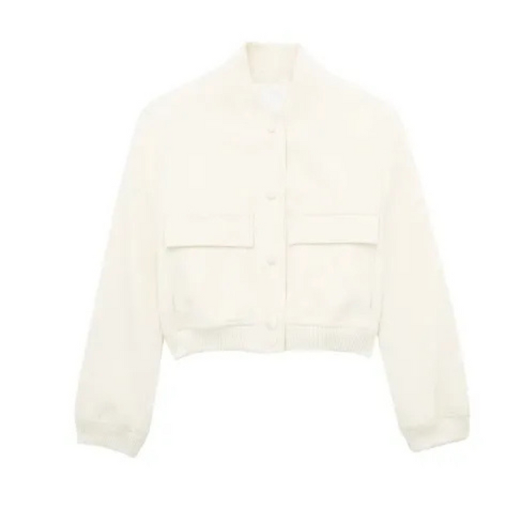 Levoire | Veste courte avec col rond pour femmes Blanc