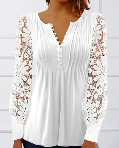 Levoire | Blouse En Dentelle À Manches Longues Et Décolleté En V