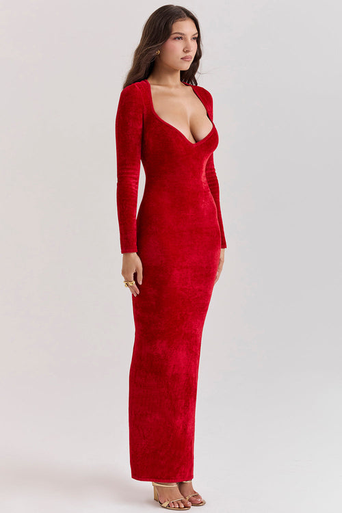 Levoire | Robe De Soirée Longue Avec Manches Longues Et Décolleté Plongeant