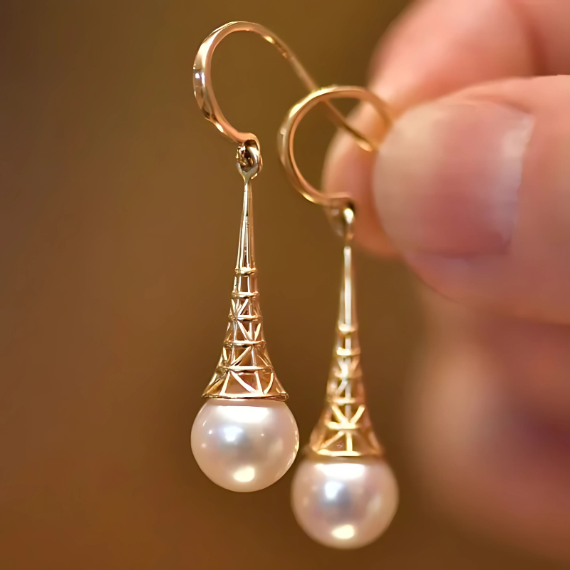 Levoire | Collier De Vin Perles Goutte Boucles D'Oreilles Or 4,4 cm
