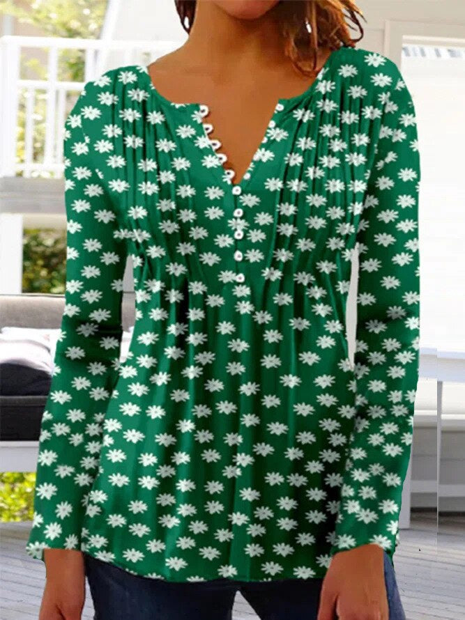 Levoire | Blouse À Motif Floral Pour Femmes Vert foncé